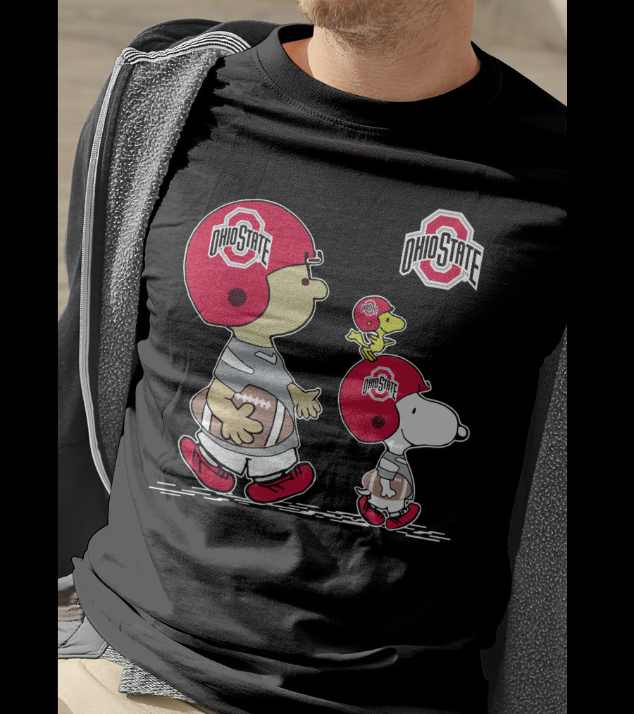Ohio State Snoopy And Woodstock Football Helmets T-Shirt