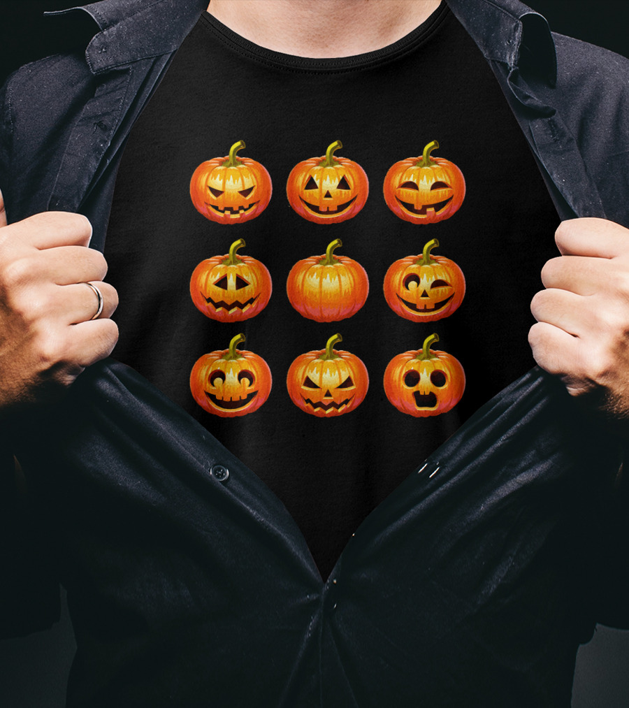 Halloween Jack-O'-Lantern Pumpkins Faces Collection T-Shirt