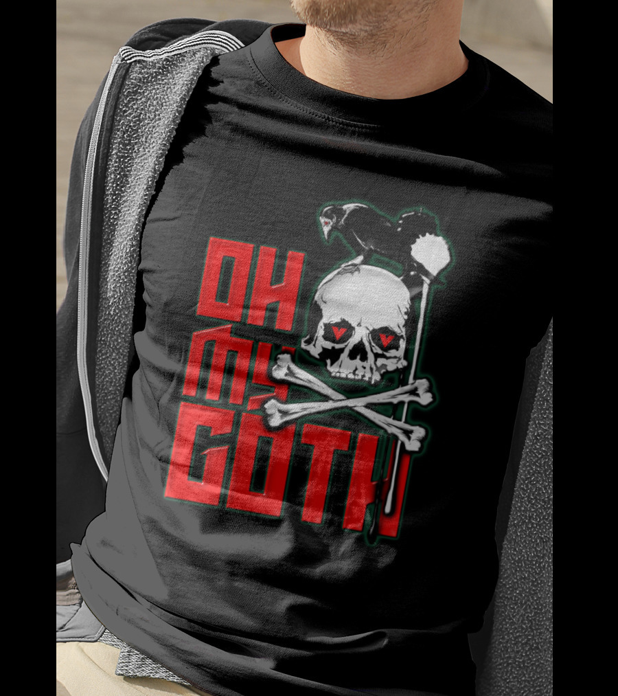 Oh My Goth Skull With Raven And Crossbones Halloween T-Shirt