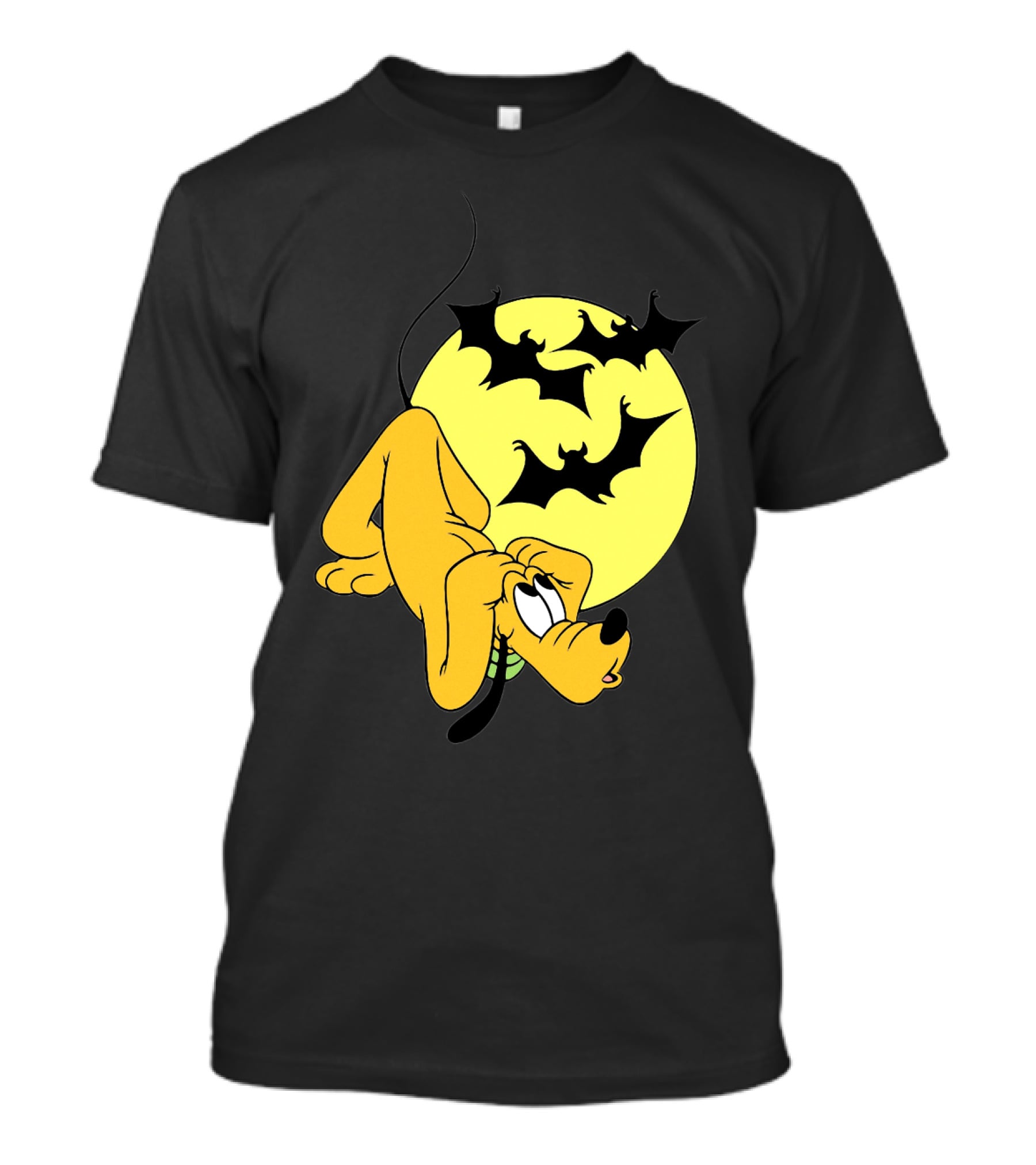 Halloween Moon Spooky Pluto With Bats Mickey Mouse Minnie Mouse Coloring Book T-Shirt
