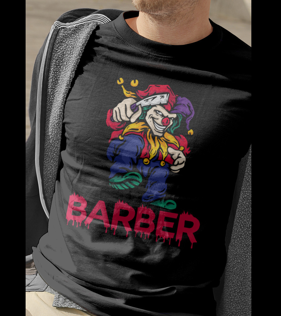 Barber Clown Halloween Razor Art T-Shirt