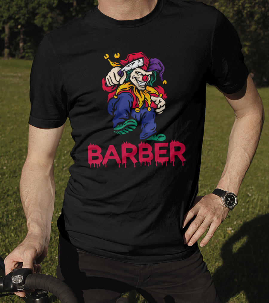 Barber Clown Halloween Razor Art T-Shirt