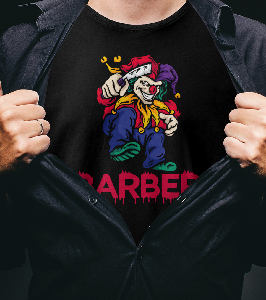 Barber Clown Halloween Razor Art T-Shirt