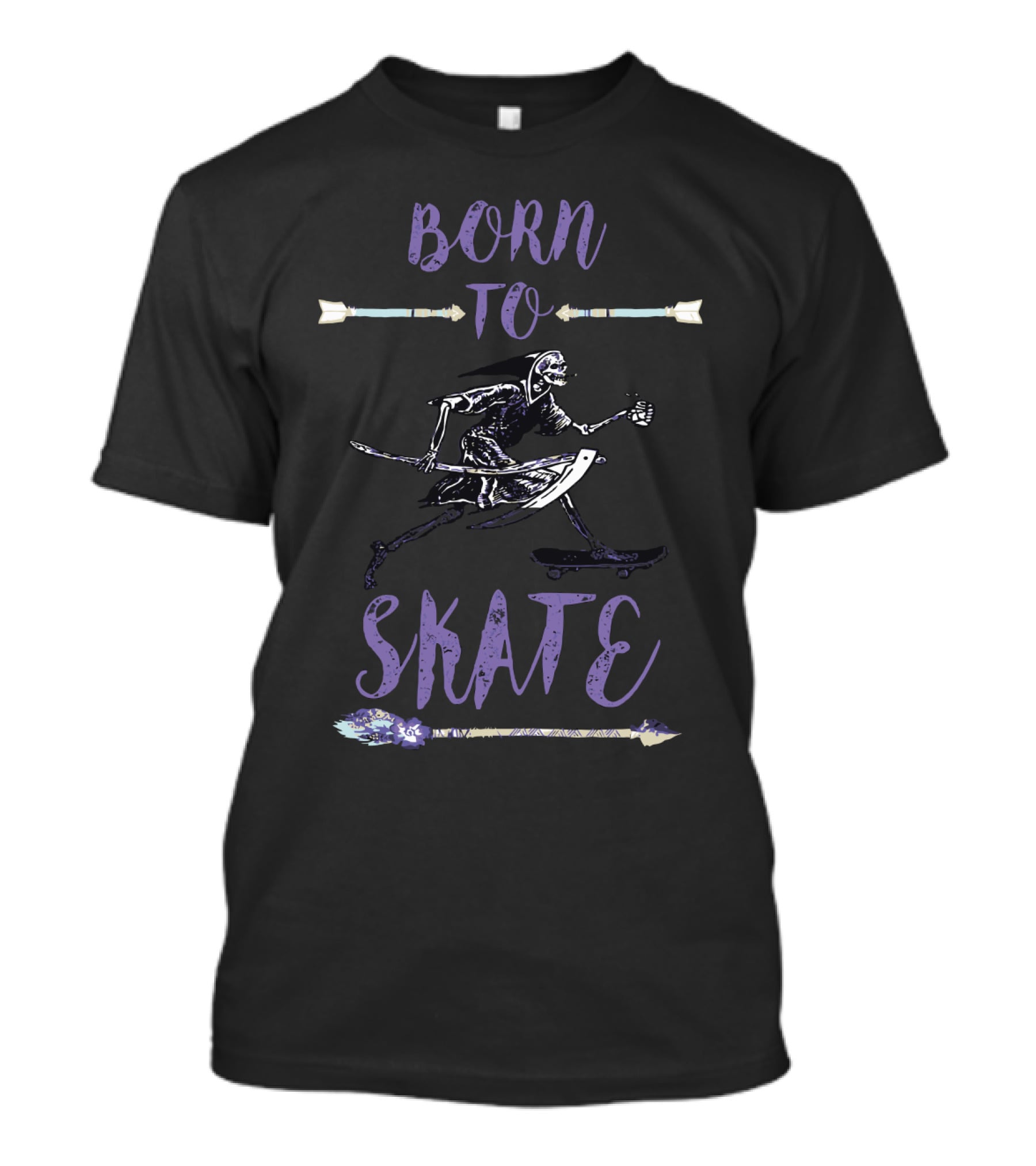 Born To Skate Halloween Skateboard Skeleton T-Shirt