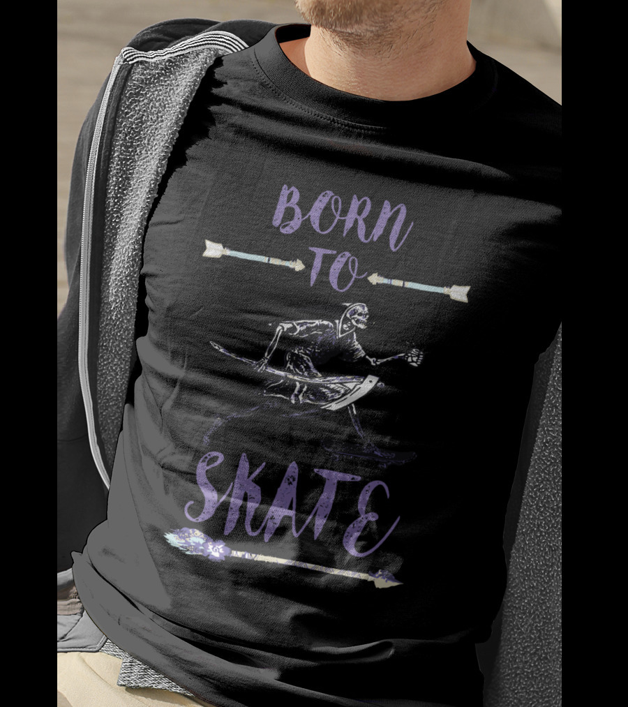 Born To Skate Halloween Skateboard Skeleton T-Shirt