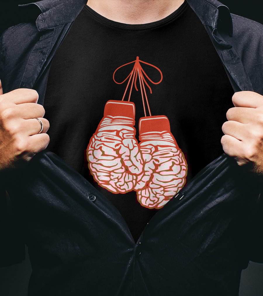 Brain-Shaped Boxing Gloves Boxer Brain Training Gym T-Shirt