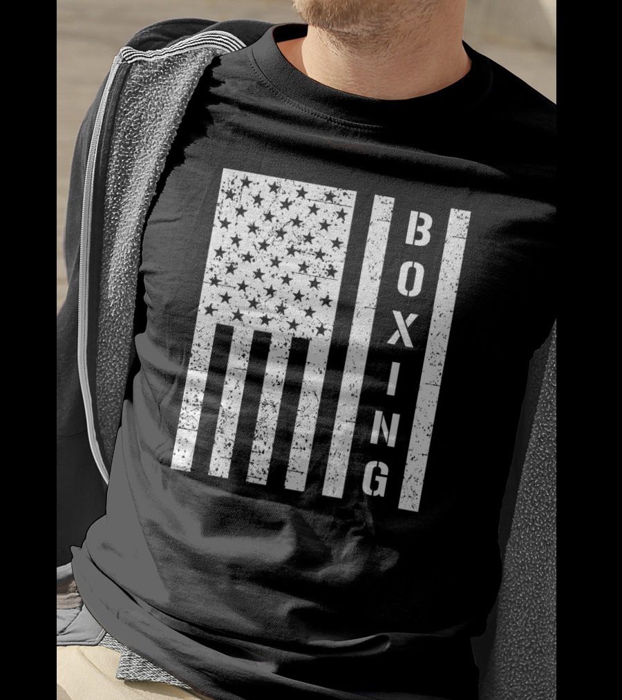 Boxing Vertical Stars Stripes USA Flag T-Shirt