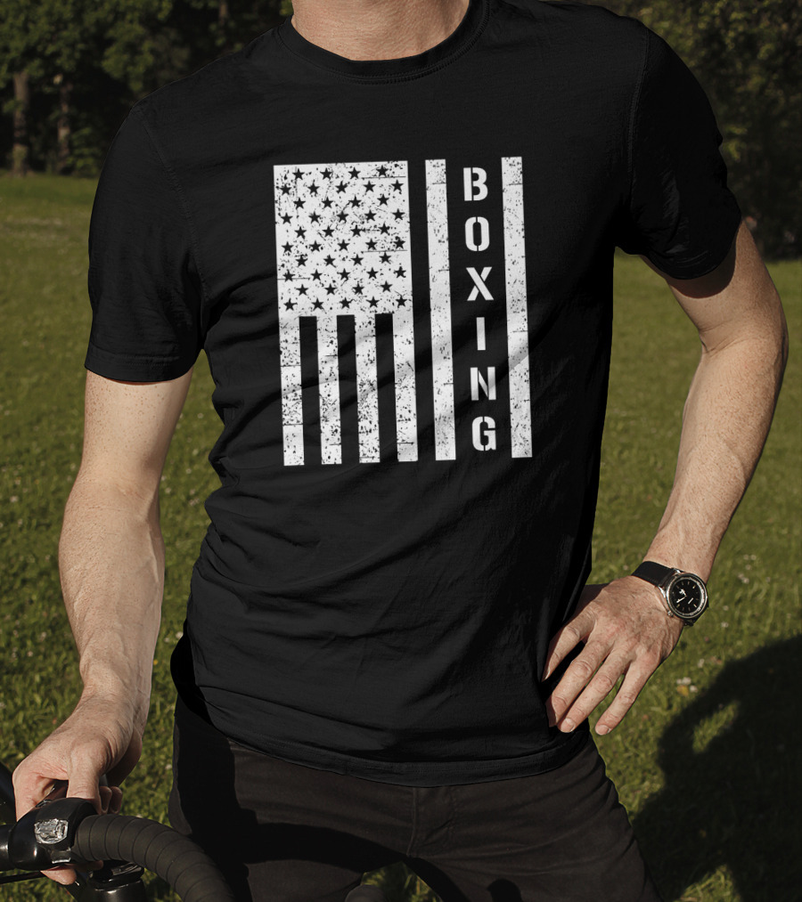 Boxing Vertical Stars Stripes USA Flag T-Shirt