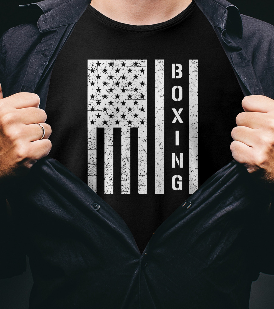 Boxing Vertical Stars Stripes USA Flag T-Shirt