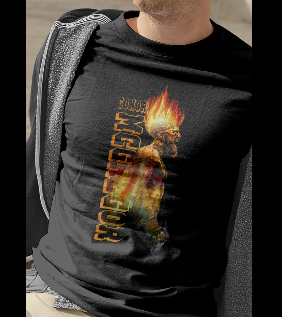 Conor McGregor Fiery Profile MMA Icon With Burning Flame Hair T-Shirt