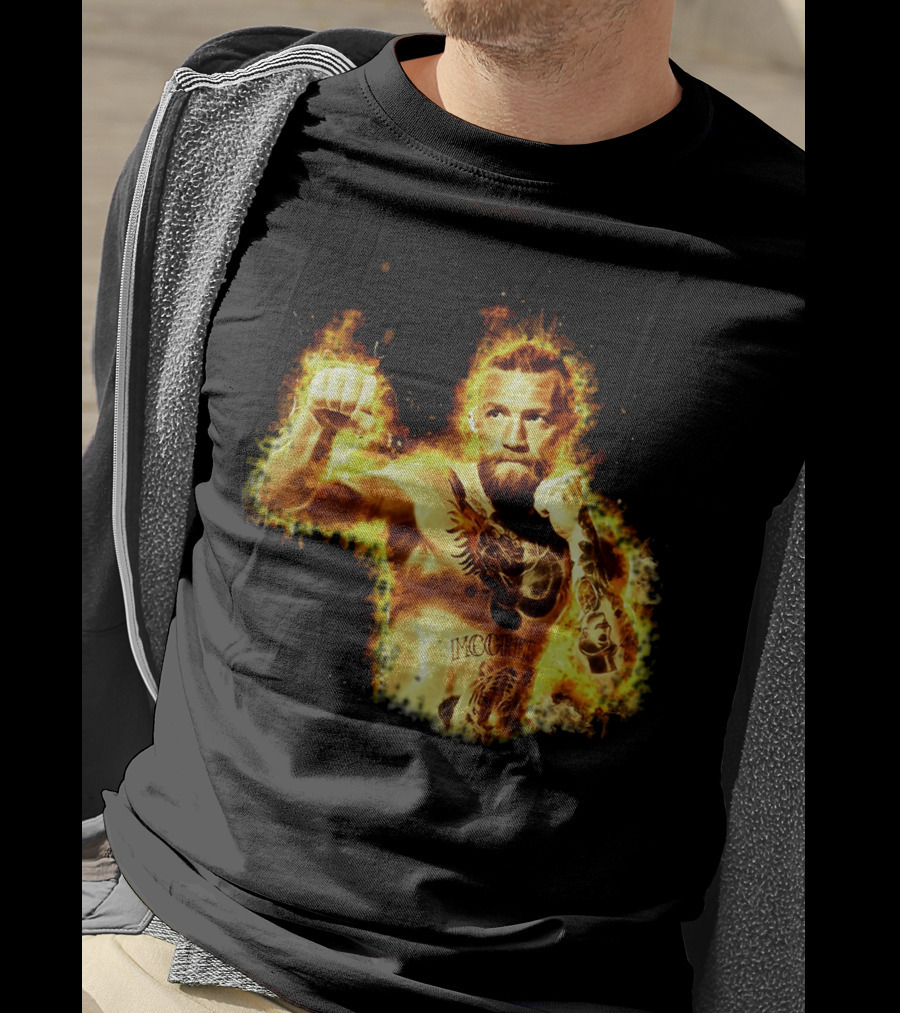 Conor Mcgregor Notorious Ufc 202 Fiery Fighter Mcgregor Tattoo Blaze T-Shirt