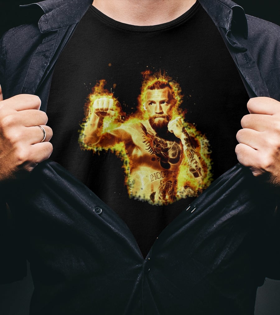 Conor Mcgregor Notorious Ufc 202 Fiery Fighter Mcgregor Tattoo Blaze T-Shirt