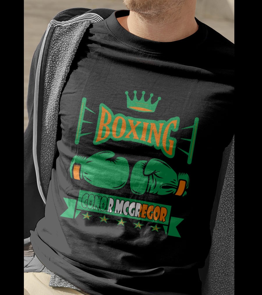 Boxing Conor Mcgregor Green Gloves Crown Stars T-Shirt