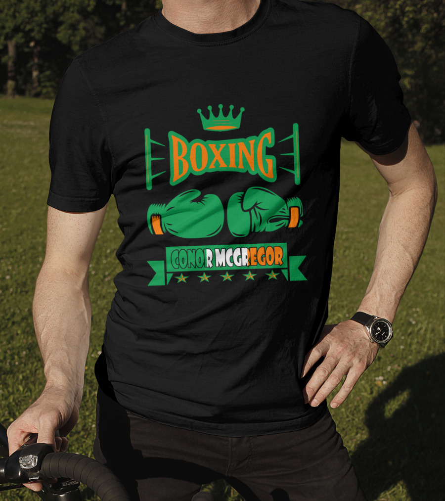 Boxing Conor Mcgregor Green Gloves Crown Stars T-Shirt