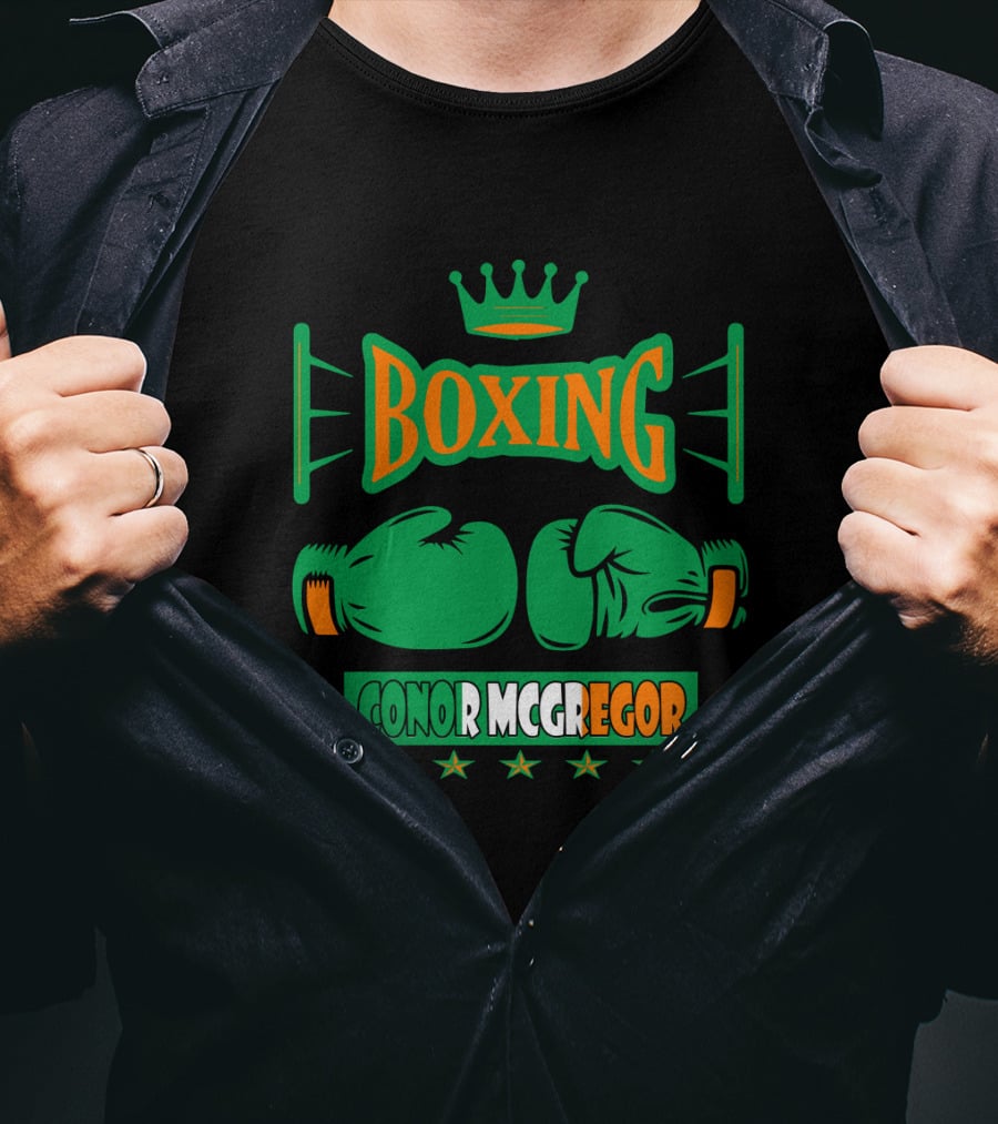 Boxing Conor Mcgregor Green Gloves Crown Stars T-Shirt