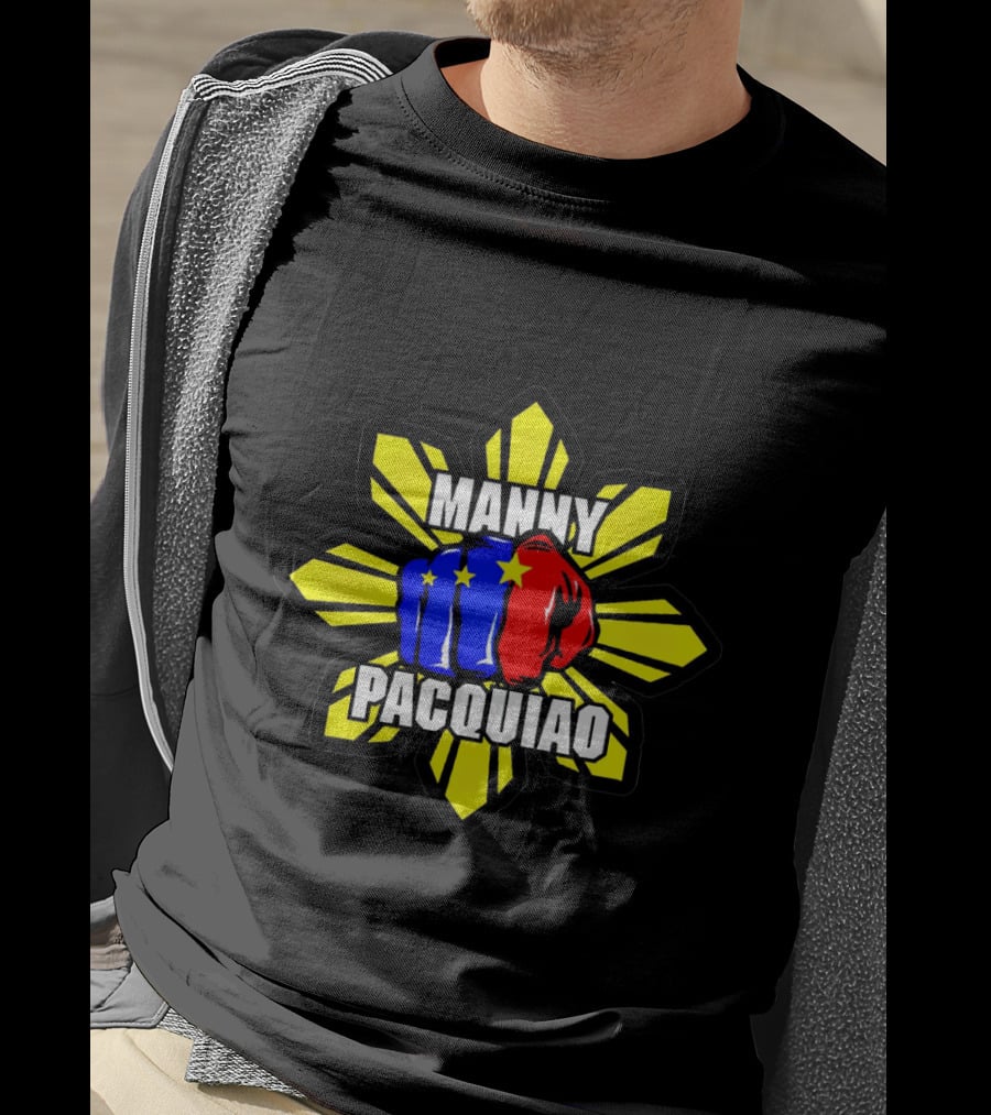 Manny Pacquiao Philippines Flag Fist Yellow Sunburst Star T-Shirt