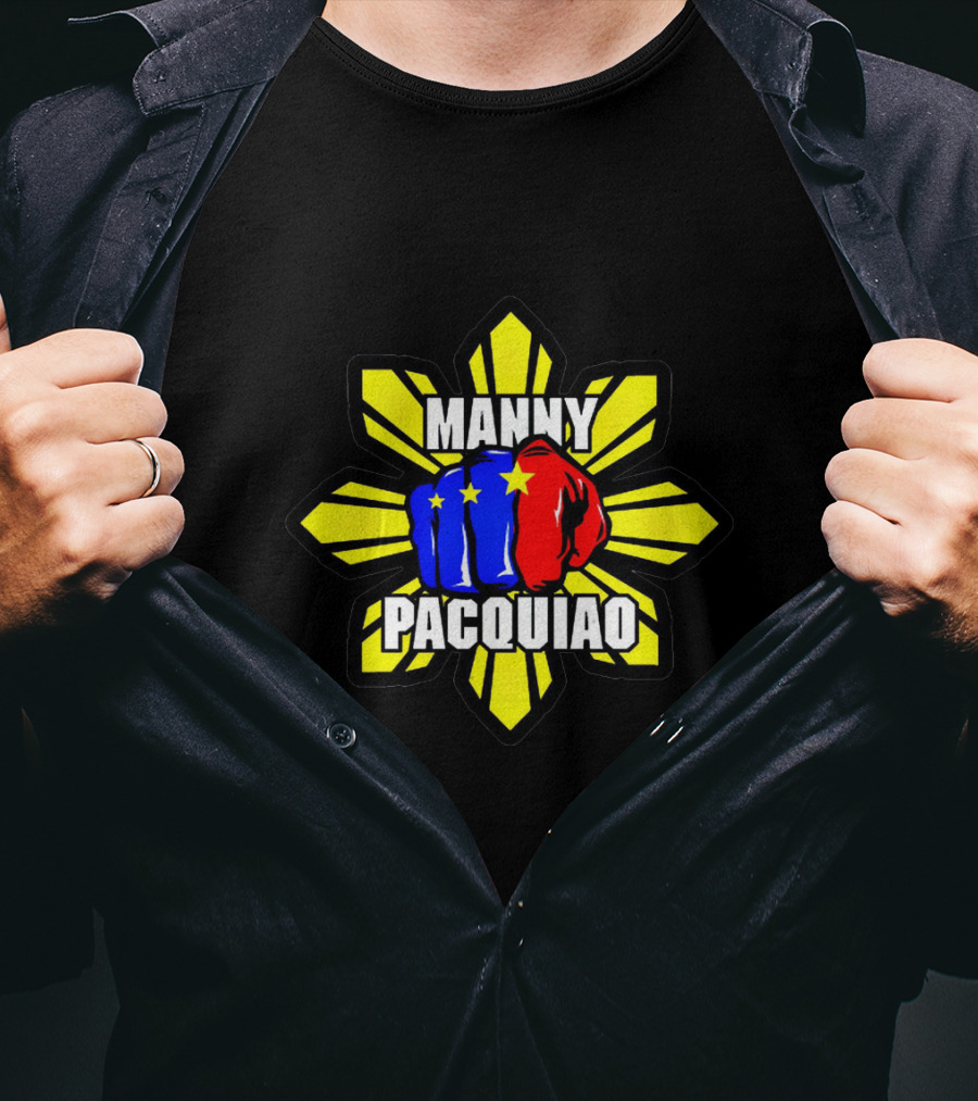 Manny Pacquiao Philippines Flag Fist Yellow Sunburst Star T-Shirt