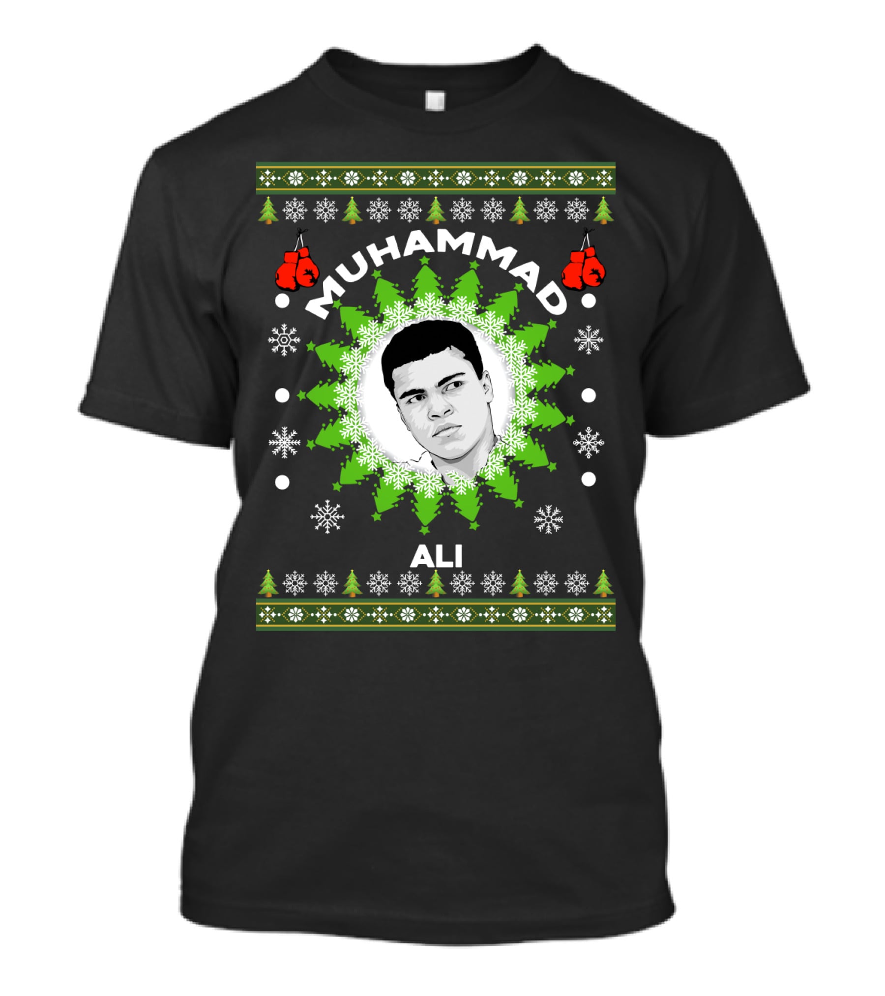 Muhammad Ali Christmas Boxing Snowflakes Festive T-Shirt