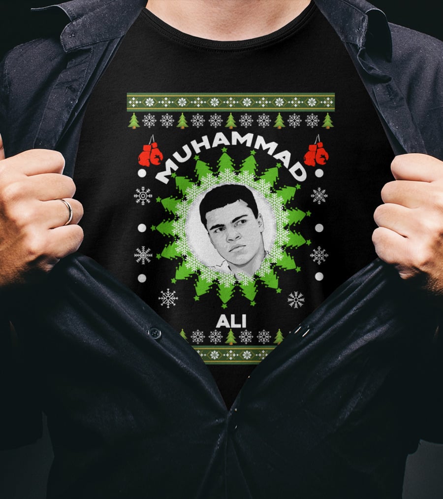 Muhammad Ali Christmas Boxing Snowflakes Festive T-Shirt