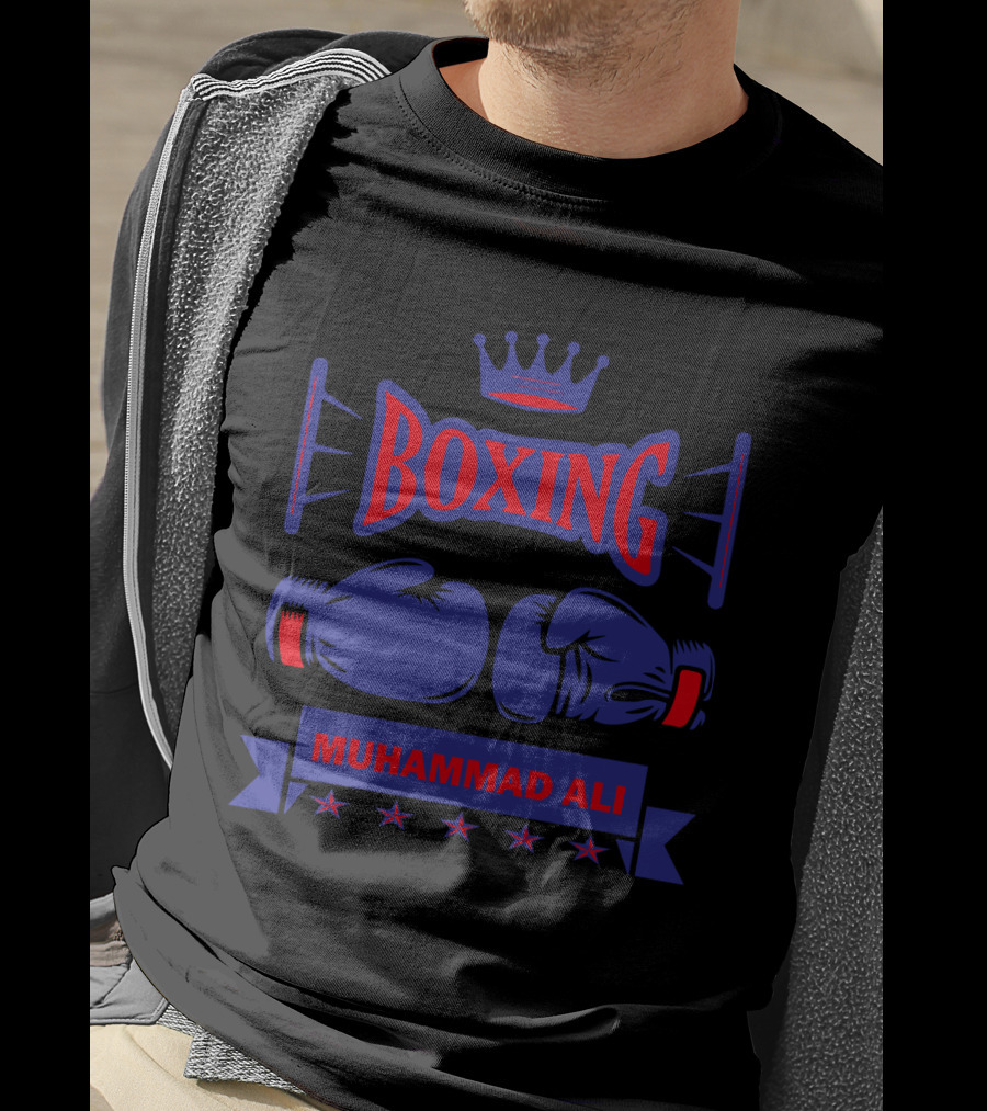 Muhammad Ali Boxing Gloves Crown Stars T-Shirt