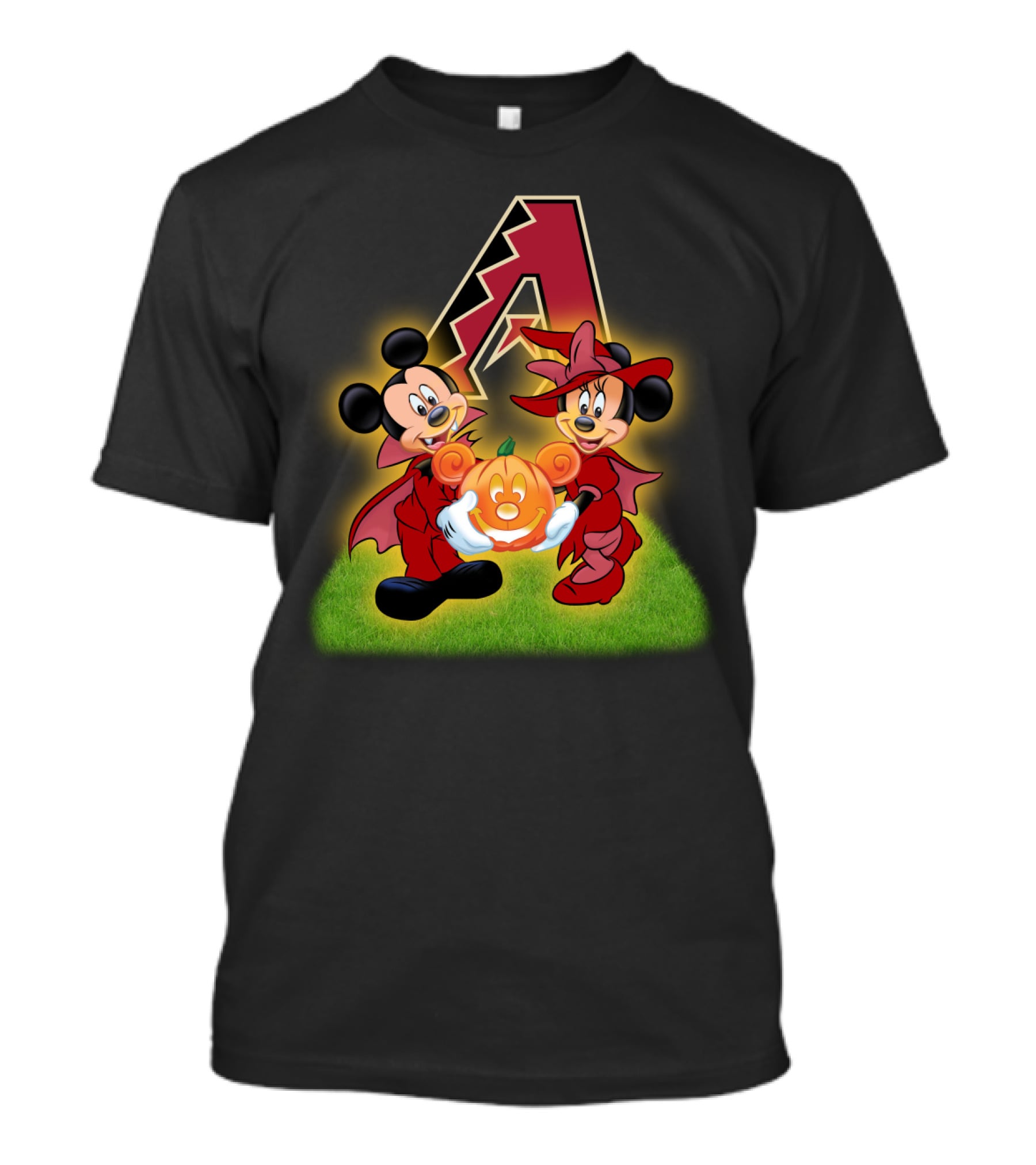 Arizona Diamondbacks Halloween Mickey And Minnie With Pumpkin T-Shirt