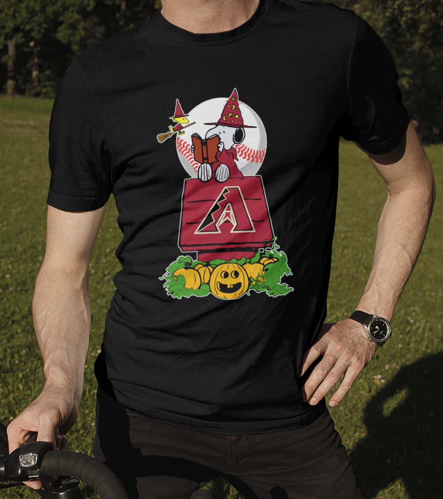 Snoopy Halloween Arizona Diamondbacks Pumpkin Scene T-Shirt