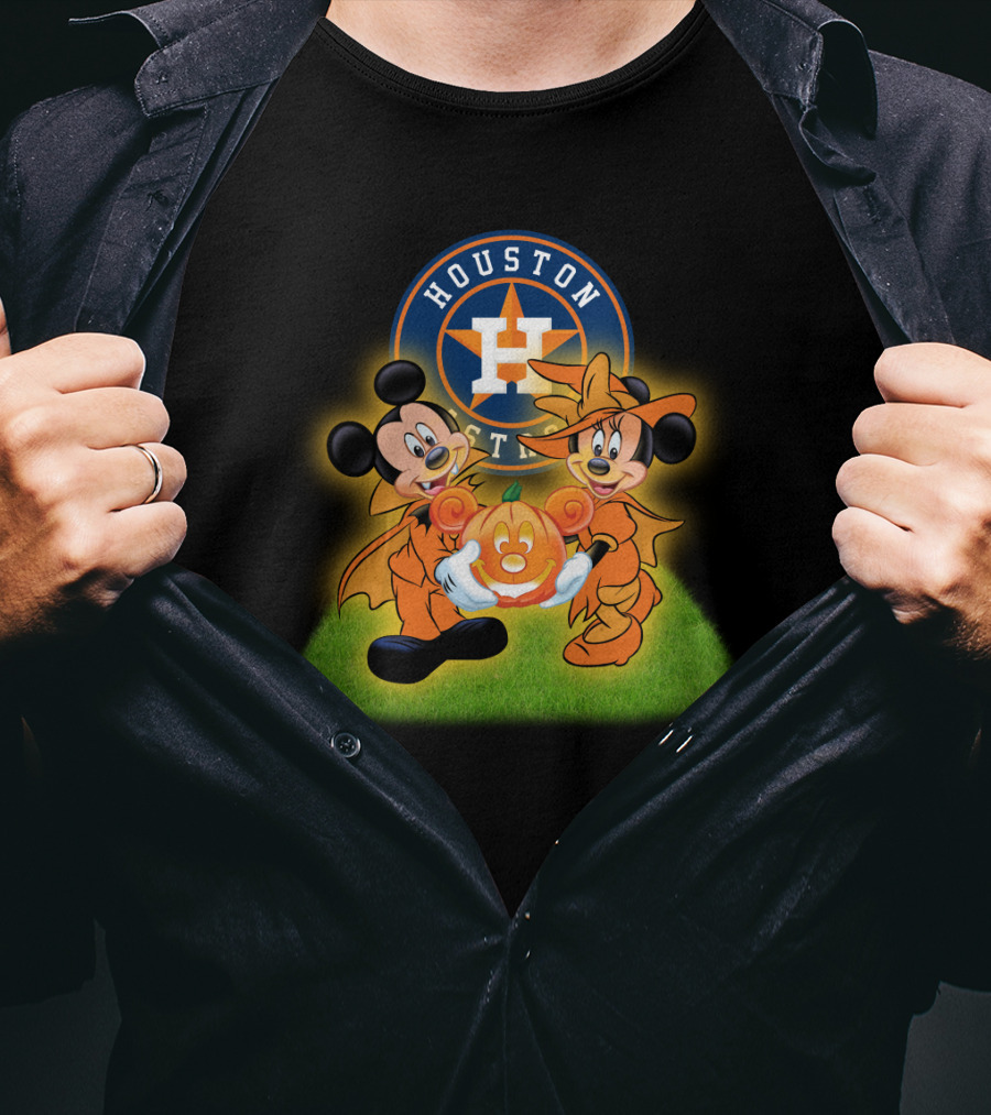 Houston Astros Halloween Mickey And Minnie Pumpkin Magic T-Shirt