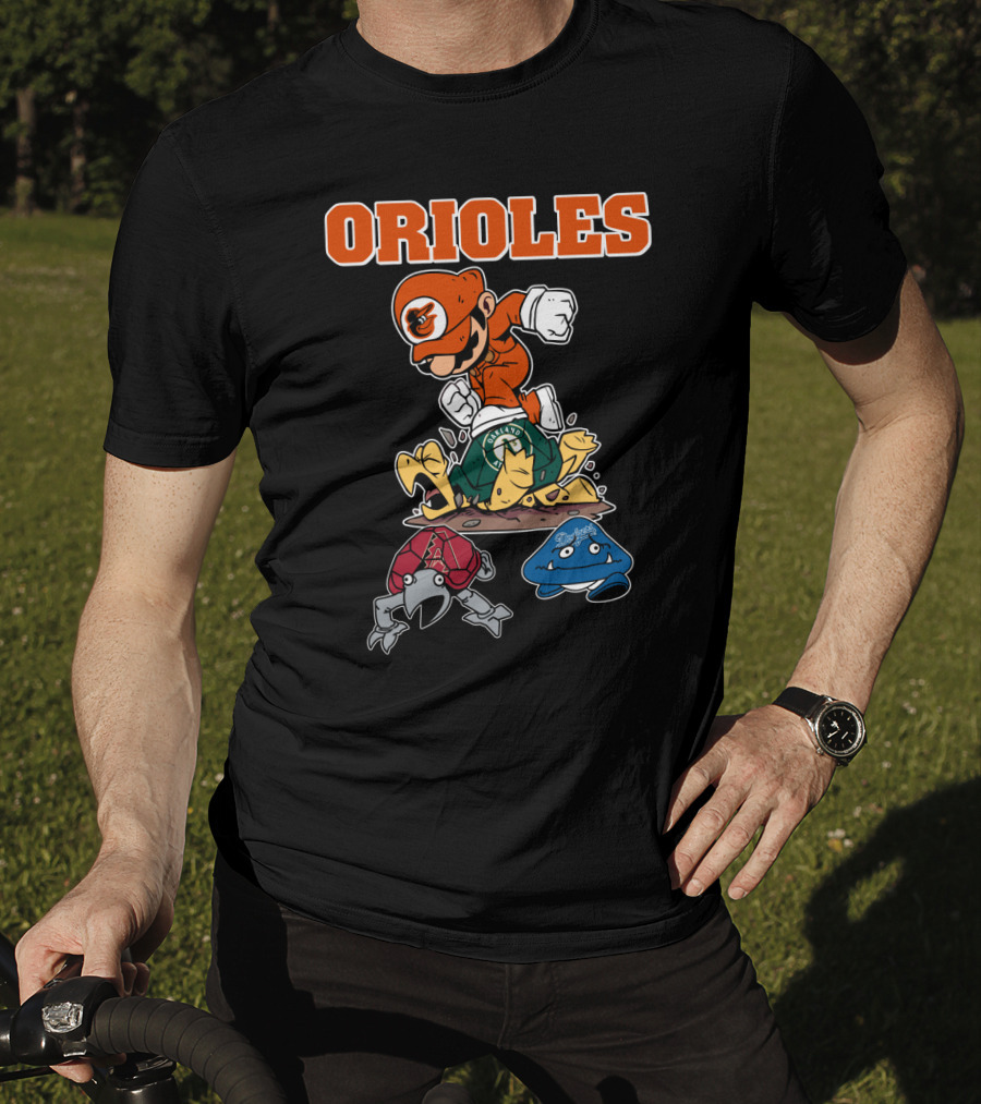 Orioles Halloween Mario Crossover With Oakland Athletics And Other Characters T-Shirt