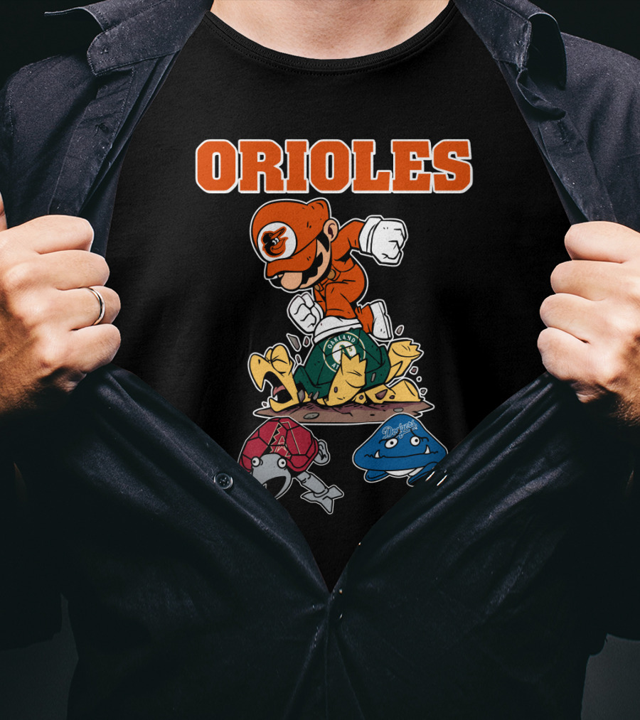 Orioles Halloween Mario Crossover With Oakland Athletics And Other Characters T-Shirt