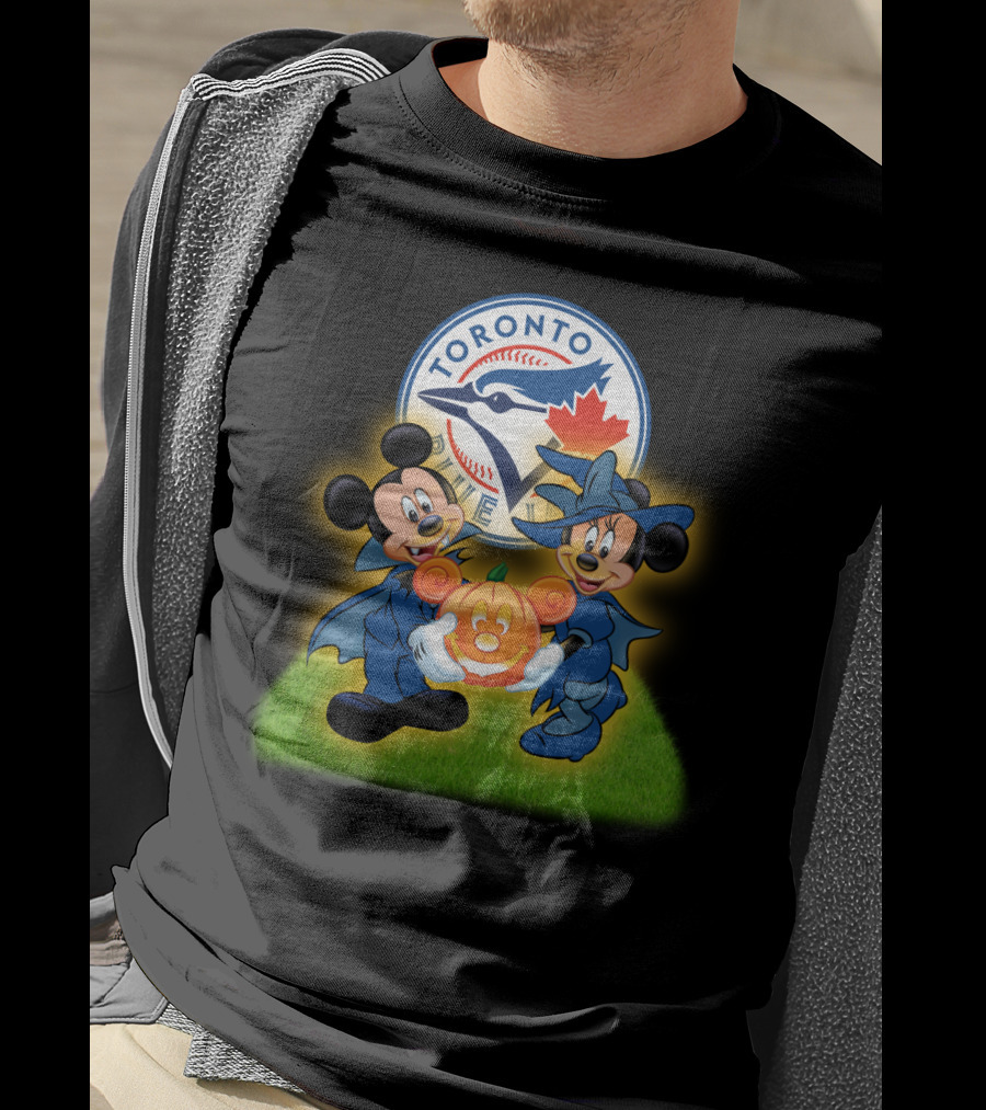 Toronto Blue Jays Halloween Mickey And Minnie Pumpkin T-Shirt