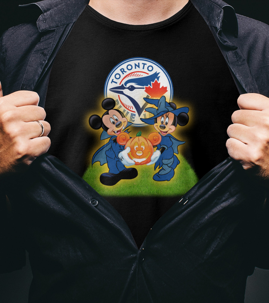 Toronto Blue Jays Halloween Mickey And Minnie Pumpkin T-Shirt
