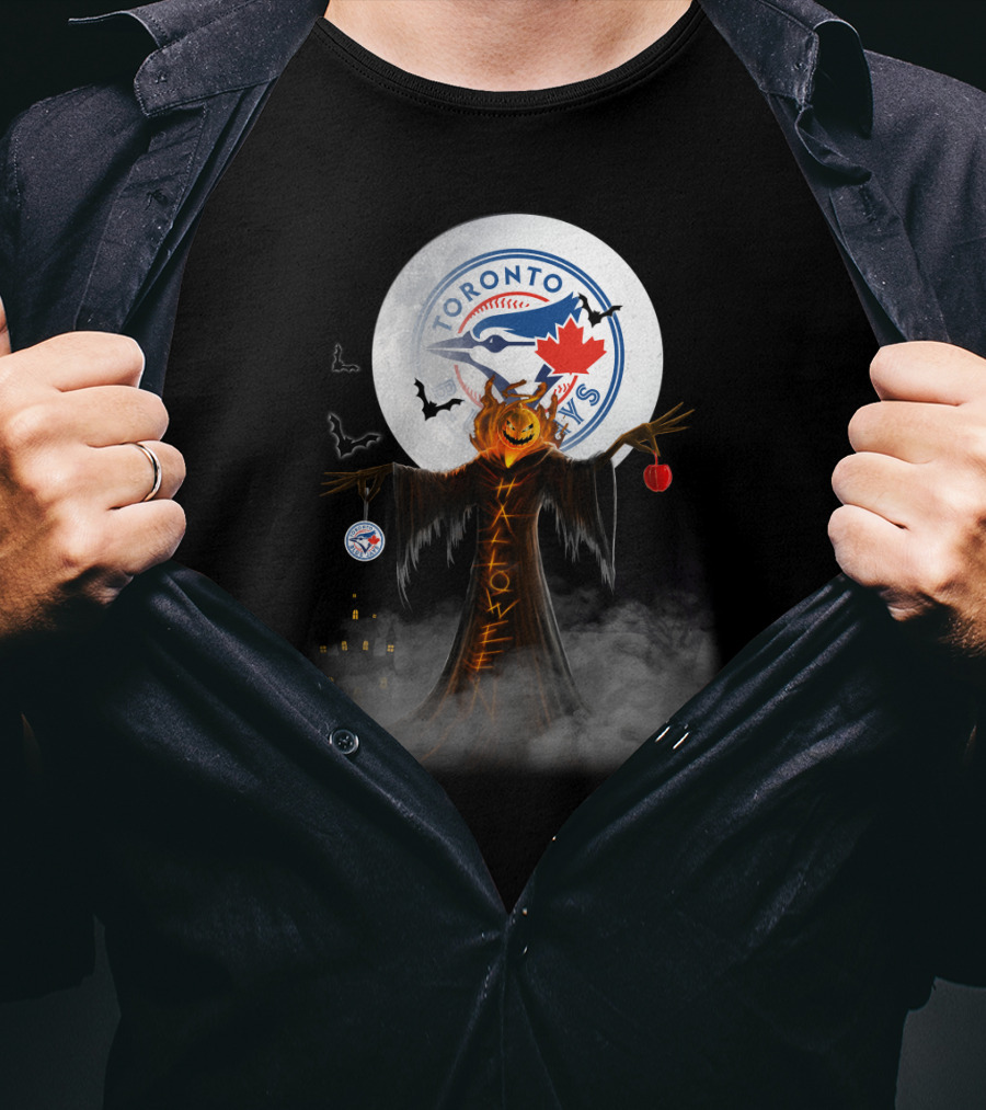 Toronto Blue Jays Halloween 7 Spooky Pumpkin Moon Scene T-Shirt