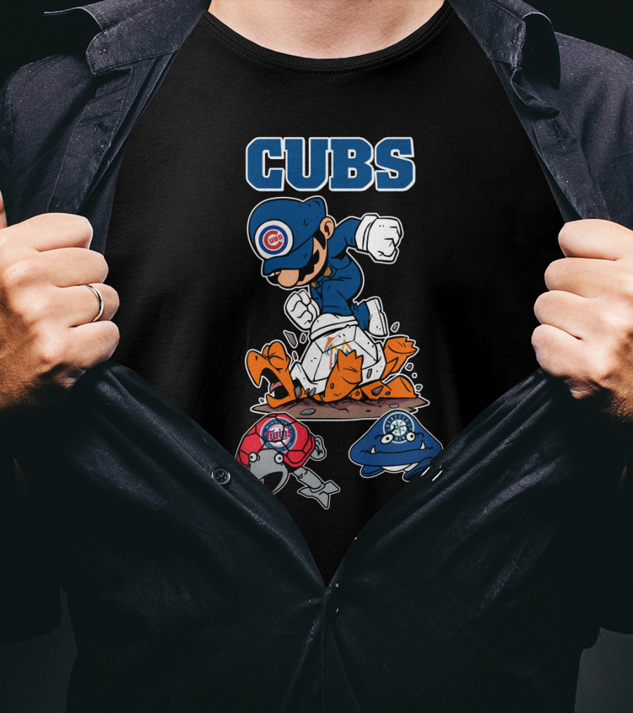 Cubs Character Defeating Cardinals And Brewers T-Shirt