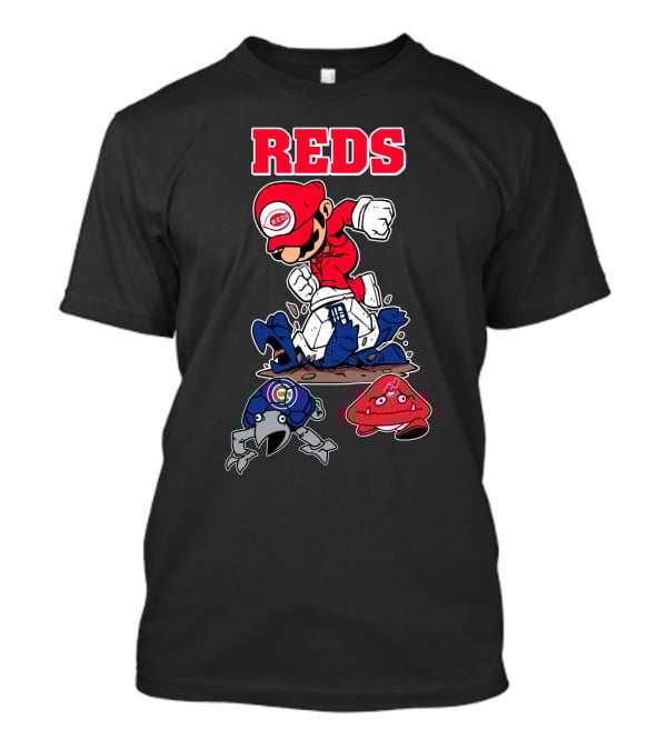 Reds Cincinnati Baseball Super Mario Style Crossover T-Shirt