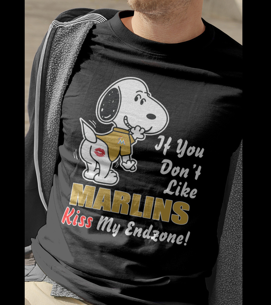 Snoopy If You Don't Like Marlins Kiss My Endzone T-Shirt
