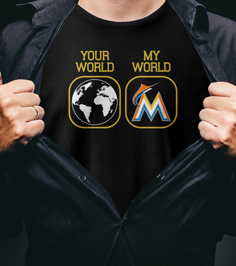 Your World My World Miami Marlins M Logo Earth T-Shirt