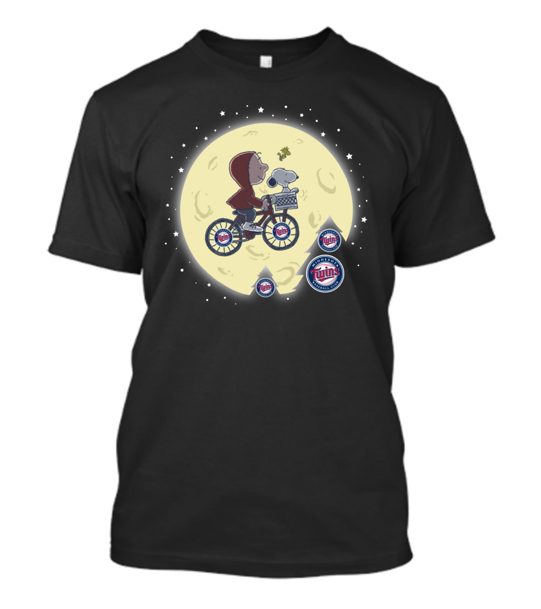 Minnesota Twins Peanuts Moon Bicycle E.t. Crossover Scene T-Shirt