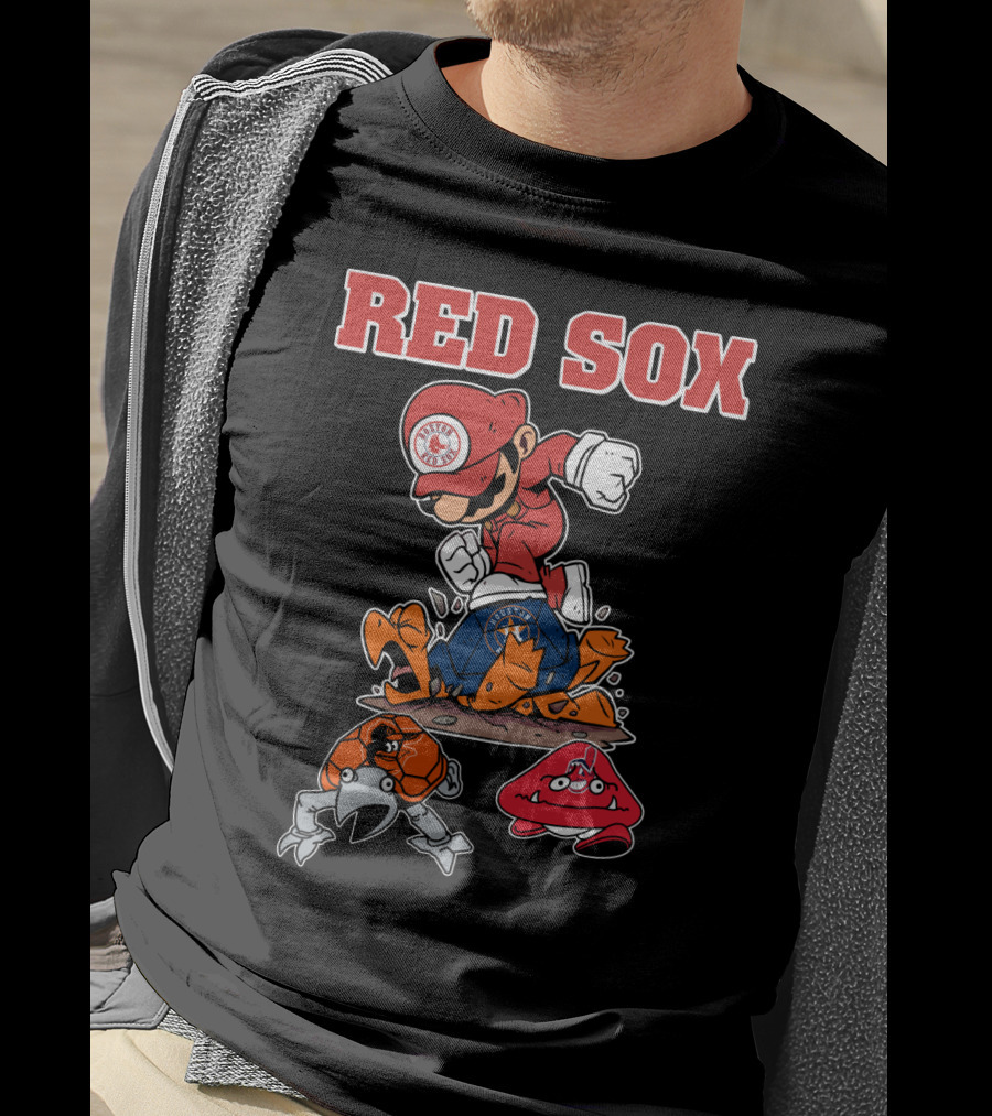 Red Sox Mario Parody With Crab And Claw Enemies T-Shirt