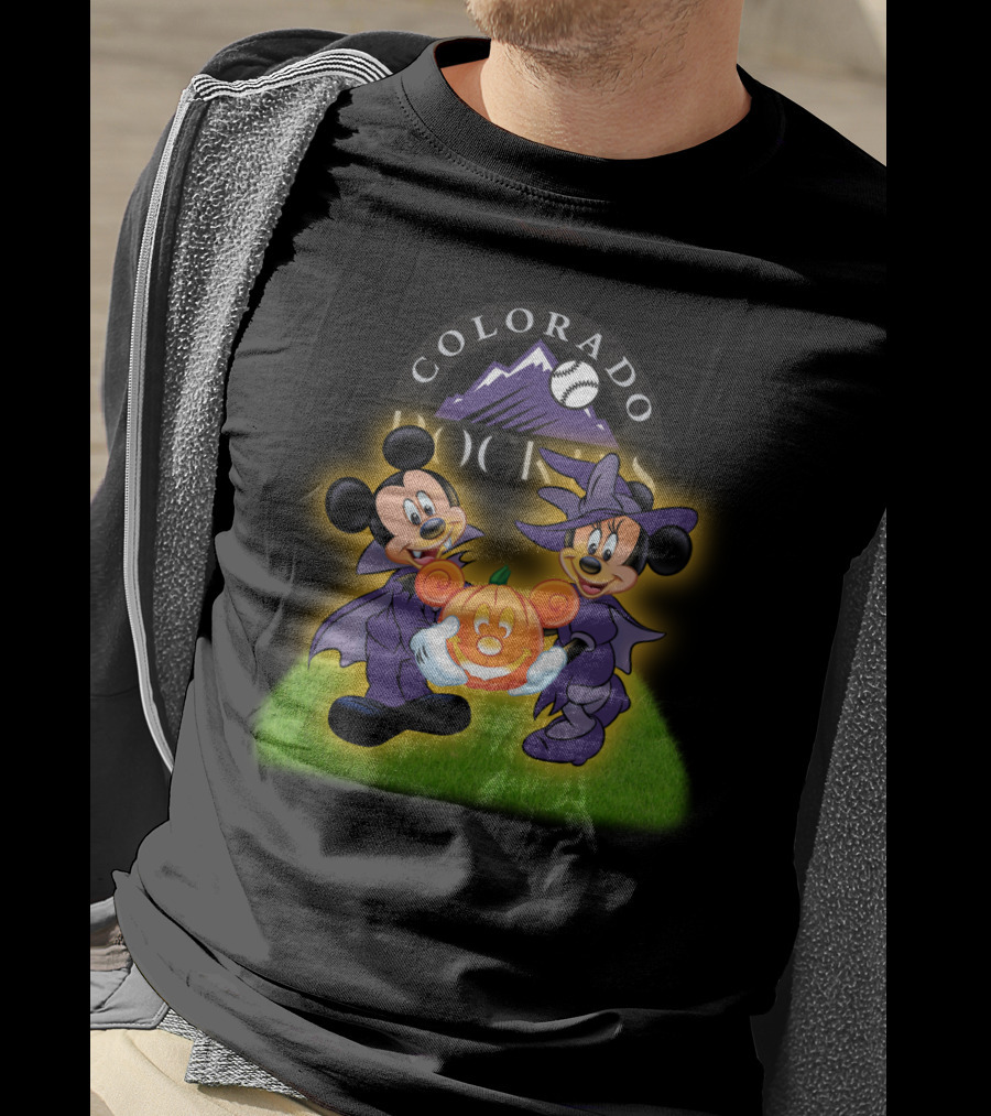 Colorado Rockies Halloween Mickey Minnie Pumpkin T-Shirt