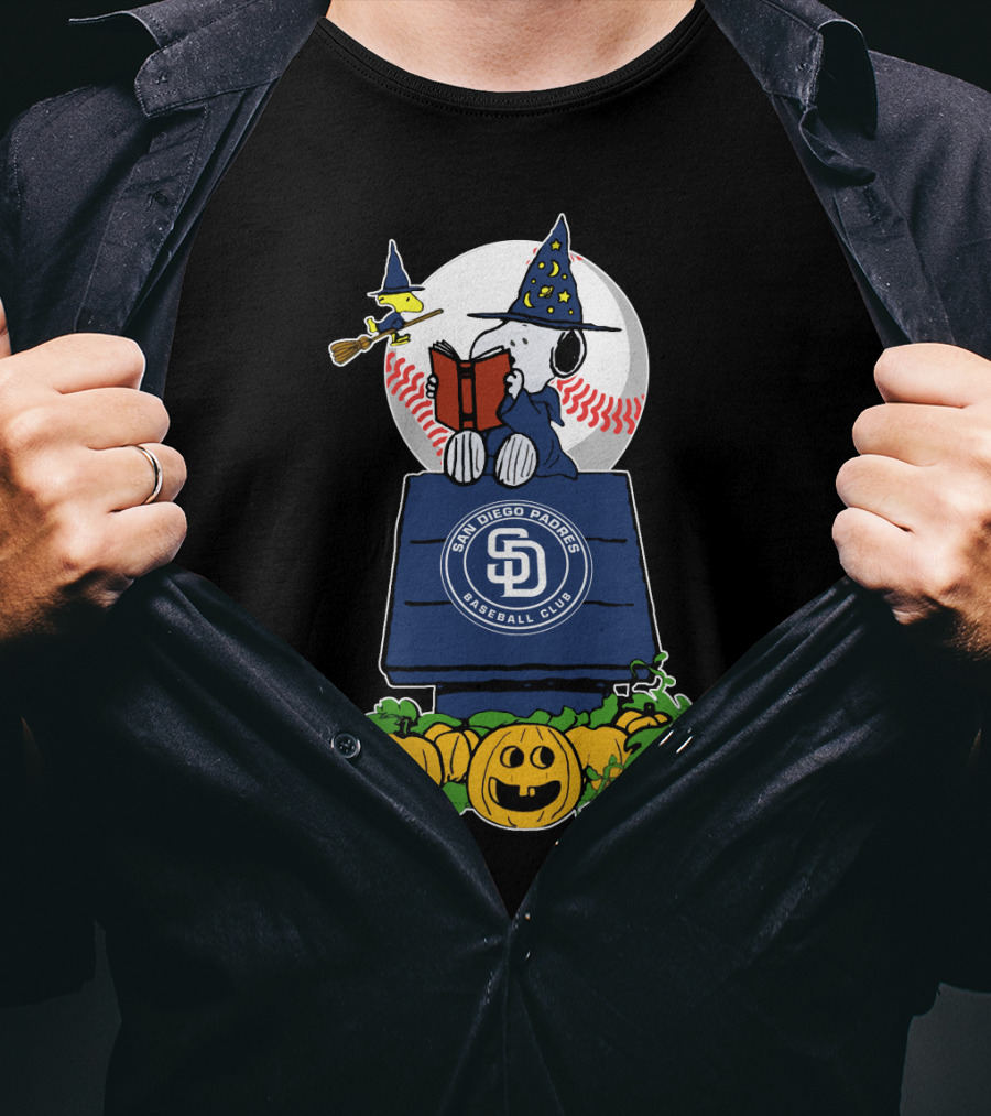 San Diego Padres Halloween Peanuts Characters Baseball Scene T-Shirt
