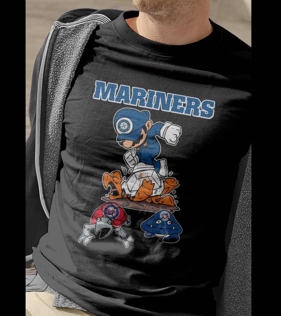 Mariners Seattle Baseball Character Action With Mascot Elements T-Shirt