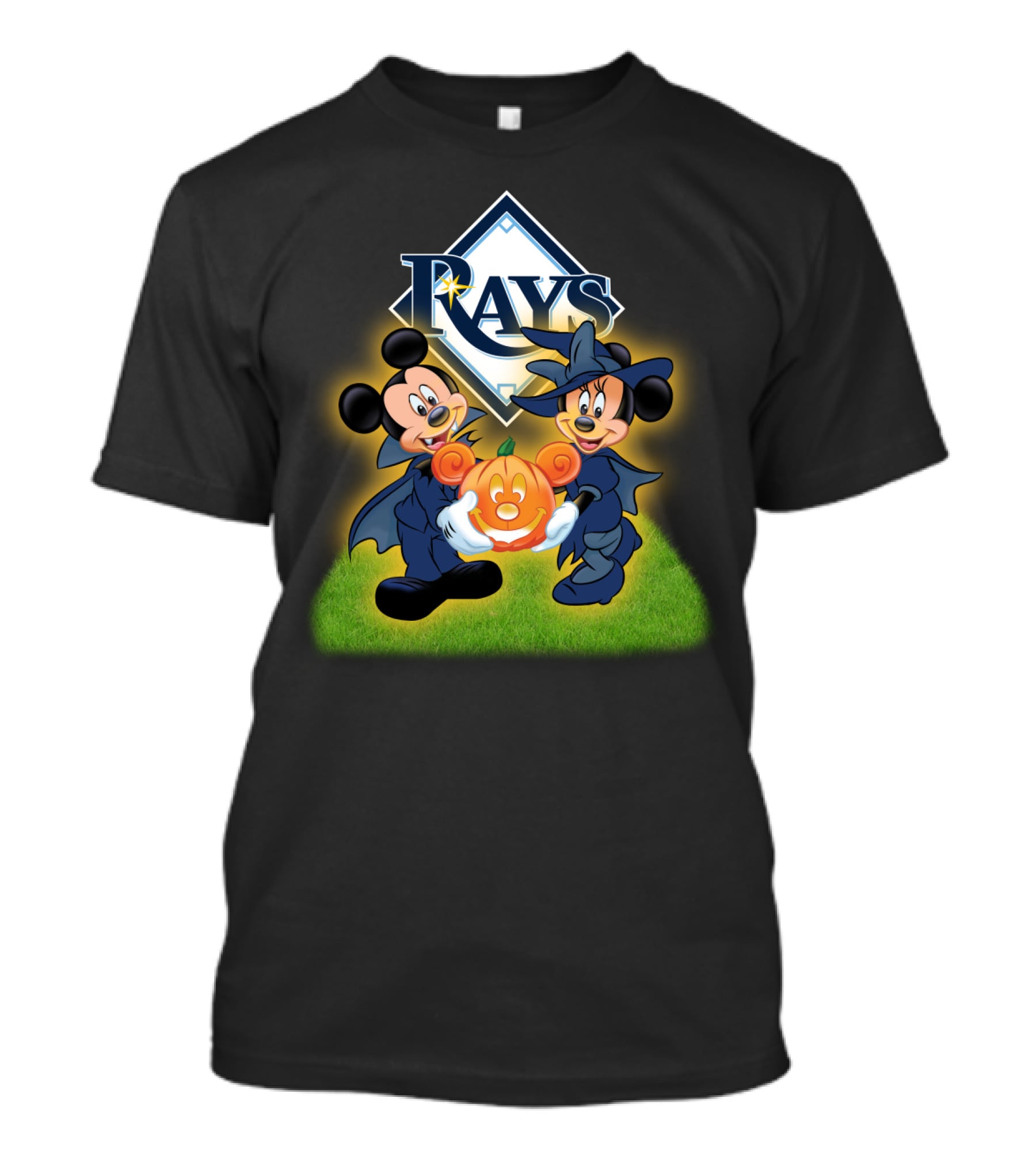 Tampa Bay Rays Halloween Mickey And Minnie Pumpkin T-Shirt