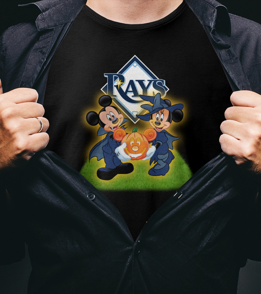 Tampa Bay Rays Halloween Mickey And Minnie Pumpkin T-Shirt