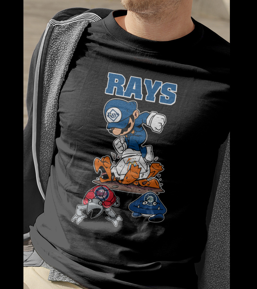 Rays Baseball Cartoon Characters With Action Poses T-Shirt