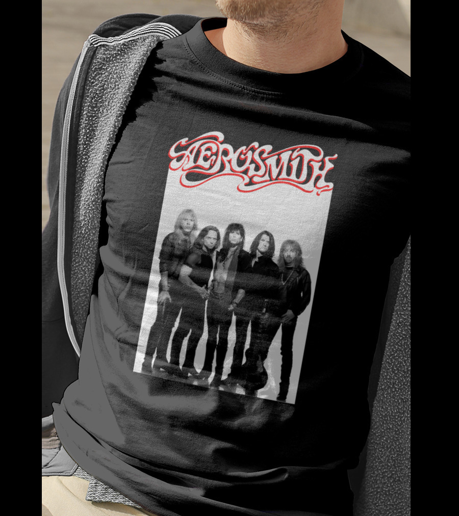 Aerosmith Band Classic Black And White Photo T-Shirt