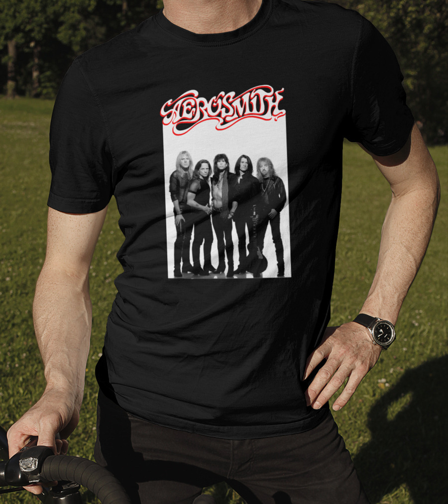 Aerosmith Band Classic Black And White Photo T-Shirt