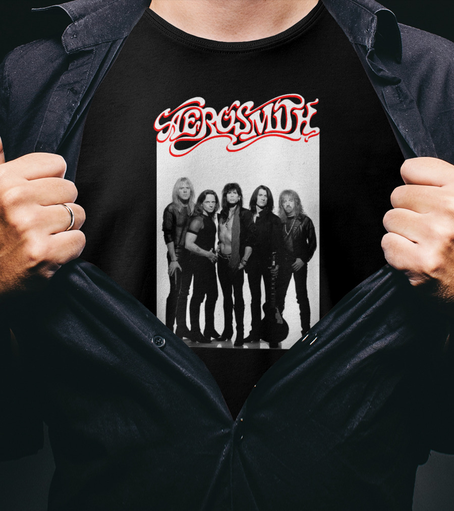 Aerosmith Band Classic Black And White Photo T-Shirt