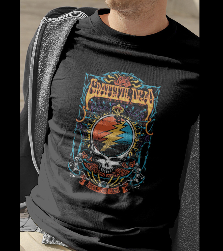 Grateful Dead Steal Your Face Lightning Skull Psychedelic Art T-Shirt
