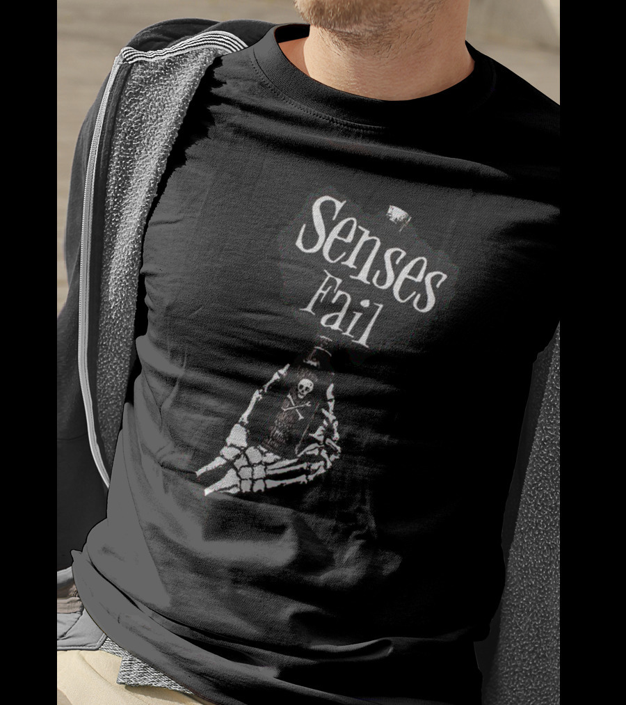 Senses Fail Skeleton Hand Holding Poison Bottle T-Shirt
