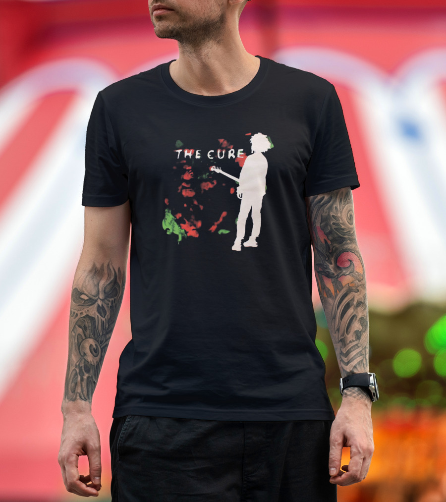 The Cure Guitarist Silhouette With Abstract T-Shirt